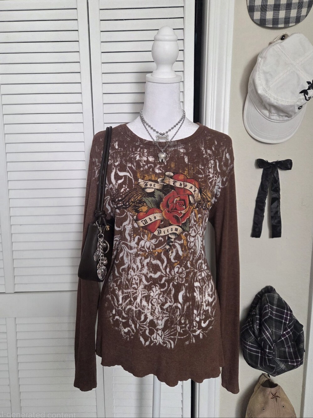 Fitted Ed Hardy style graphic heart thermal